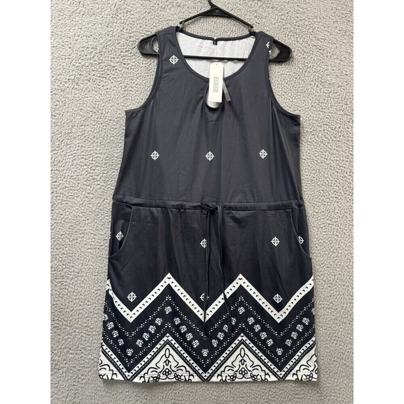 Saukole Dress Womens L Black Sleeveless Tie Pockets Round Neck - Picture 1 of 11